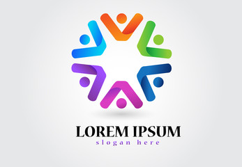 Logo teamwork happy people