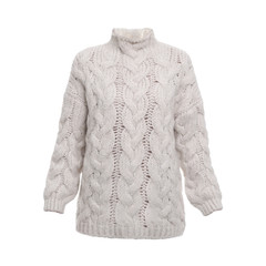 Stylish warm female sweater on white background
