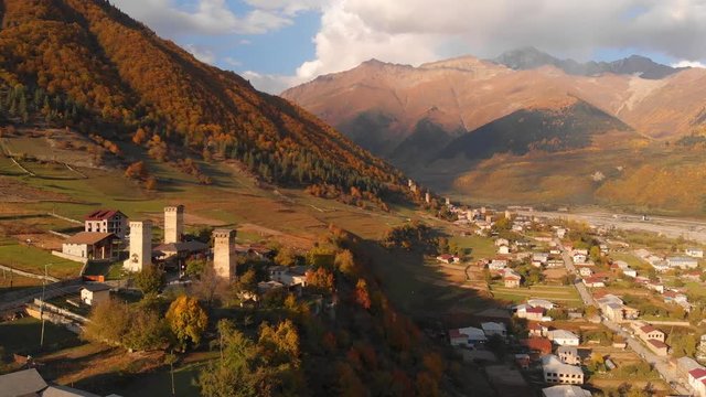 Mestia, Georgia, a remote townlet in the highlands of the Georgian Republic