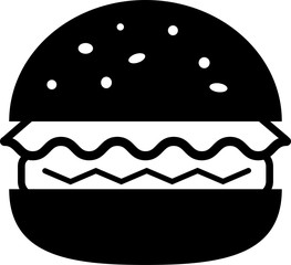 Icon of black burger with lettuce and cutlet