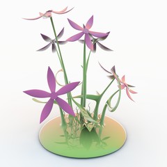 glass flower concept rendering with white background 