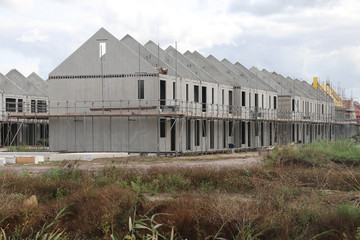 Construction of houses in a new residential district Koningskwartier in Zevenhuizen the Netherlands