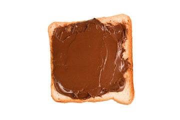 Сhocolate paste sandwich isolated on white background.