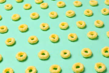 Flakes on a green background. Pattern.