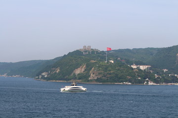 Fototapeta na wymiar Turkish Flag on the hill