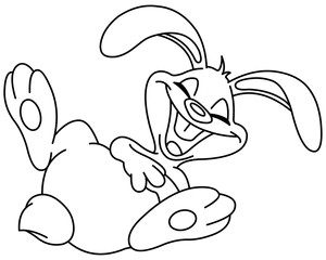 outlined laughing bunny