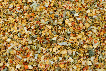 Variety of spices and herbs background