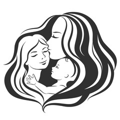 Mother and children. Mom and daughters. Mothers Day. family Vector illustration