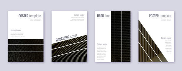 Geometric brochure design template set. Gold abstr