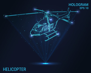 Helicopter hologram. Digital and technological background of the helicopter. The futuristic design of the helicopter. © newrossosh