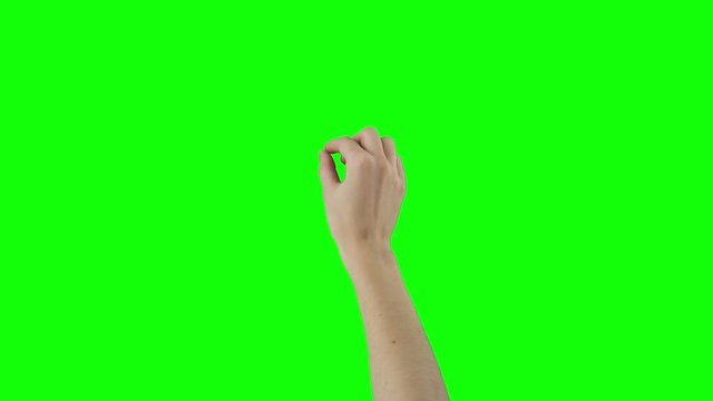 Variety of female touchscreen gestures on green screen. 