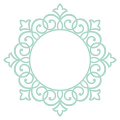 Decorative frame Elegant vector element for design in Eastern style, place for text. Floral blue border. Lace illustration for invitations and greeting cards