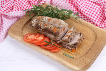 Baked pork roast with rosemary