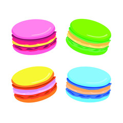 sweet macaroons different colorful vector illustration on white background