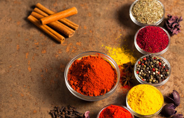 the representation of spices in the assortment in the supermarket