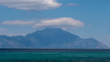 Athos mountain over the sea