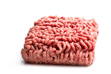 Fresh raw minced beef isolated on white