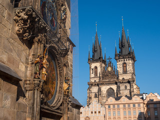 Fototapeta na wymiar Astronomical clock and the Old Town Square in Prague