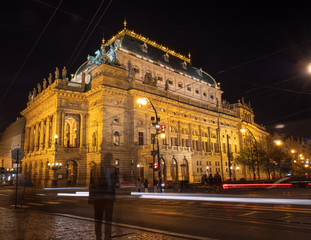 Naklejka na ściany i meble Night view of The National Theatre in Prague