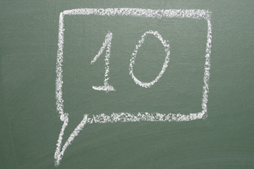 Drawing in chalk on a school blackboard message box