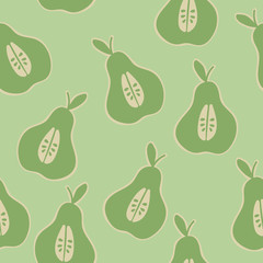 Vector pastel pear with soft Green seamless pattern background
