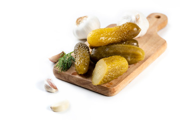 pickled cucumbers on a white background 0 stock photo