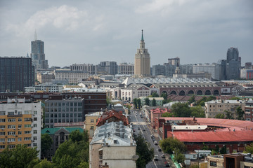Moscow, Russia - July 20, 2018: Novoryazanskaya street and hotel Hilton Moscow Leningradskaya