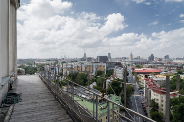 Moscow, Russia - July 20, 2018: View from the balcony on the top floor to Moscow