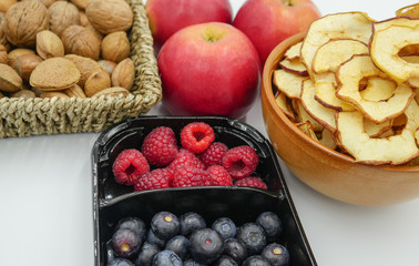 Closeup of healthy snacks