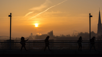 People are on their way in their daily lives