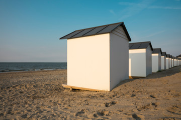 white beach houses in the dunes of Cadzand Bad, The Netherlands. Banner