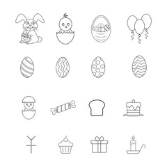 Set of Happy easter icons the celebration