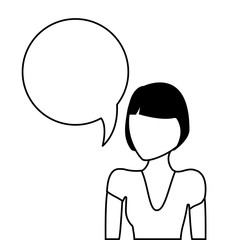 young woman with speech bubble