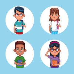 Kids reading books cartoons