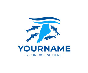 Garra Rufa fish massage and peeling, logo design. Fashion, spa salon, beauty and lifestyle, vector design and illustration