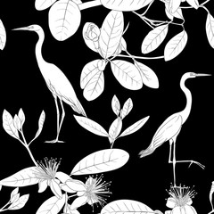 Obraz premium Seamless pattern, background. with tropical plants