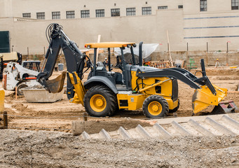 Excavator at Work on Construction Site