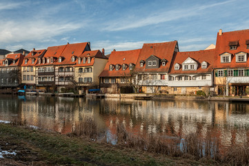 Naklejka na ściany i meble The former fishermen's district in Bamberg's Island City is known as Little Venice (Kleinvenedig) Bamberg, Baviera - Germany