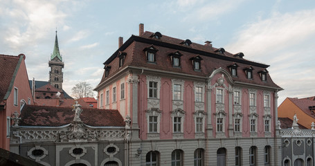 Fototapeta premium The historic old town of Bamberg with baroque architecture and iconic wood-framed houses - Bavaria, Germany