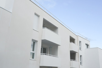 White modern townhouses estate exterior building facade
