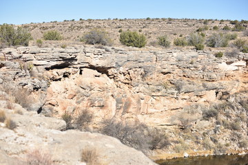 Fototapeta premium Montezuma Well. Part of Montezuma Castle National Monument. Rim Rock, AZ., U.S.A. Jan. 13, 2018. A natural limestone sinkhole 386-feet in diameter producing 1.5-mil US gallons of water each day.