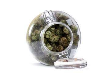 glass jar full of cannabis