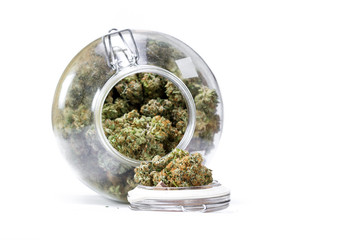 glass jar full of cannabis