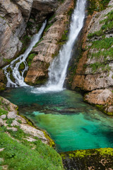 Famous Savica waterfall in Julian Alps, Slovenia