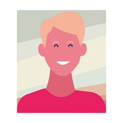 Young man smiling cartoon profile