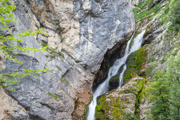 Famous Savica waterfall in Julian Alps, Slovenia