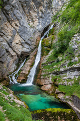 Famous Savica waterfall in Julian Alps, Slovenia