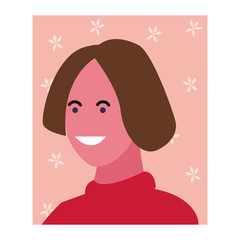 Woman smiling cartoon profile