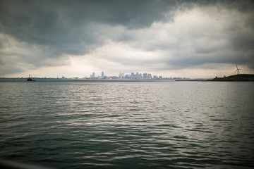 Boston Skyline Past the Harbor