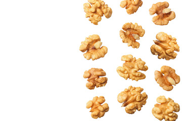 walnuts isolated on white background top view